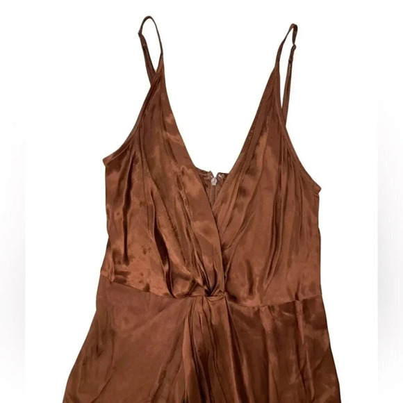 Forever 21 Contemporary Satin Midi Dress | Brown | Size XS - Picture 6 of 9